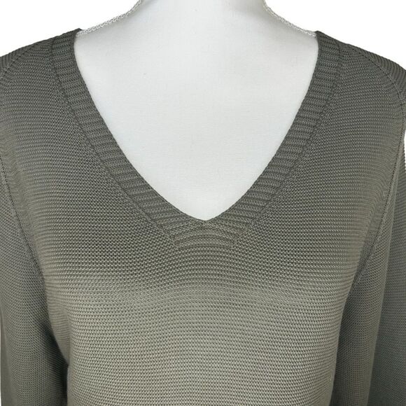 Oska Size 0 Green V-Neck Long Sleeve Knit Sweater Jumper 100% Cotton US 4 / 6 - Picture 2 of 8